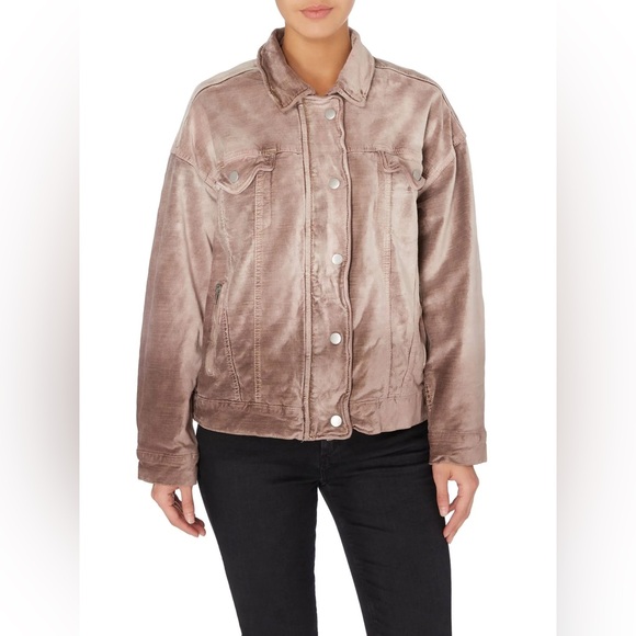 FREE PEOPLE Trucker Velvet Jacket Color MAUVE Size M/L - Picture 5 of 13
